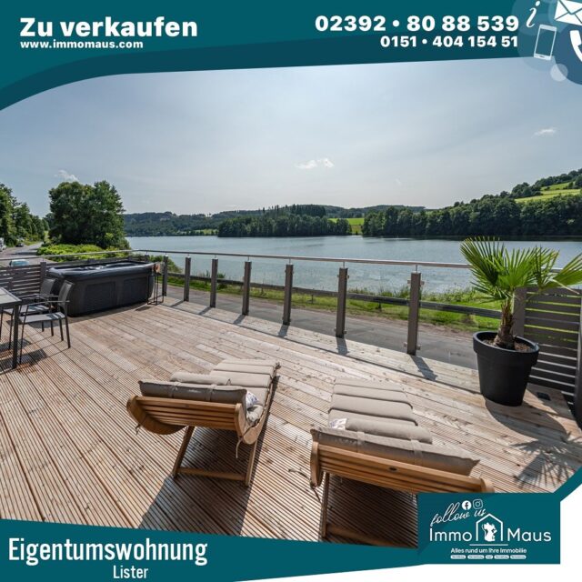 ✨ Exklusiv & neu saniert – Wohnen mit Blick auf die Listertalsperre! 🌊🏡

Willkommen in Ihrer neuen Traumwohnung ( Nr 1) in Meinerzhagen / Hunswinkel – wo moderner Wohnkomfort auf idyllische Natur trifft. 🌿
Diese hochwertig sanierte Etagenwohnung bietet auf ca. 97 m² ein einzigartiges Wohngefühl:

💫 Highlights im Überblick:
🛋️ Großzügiger, lichtdurchfluteter Wohnbereich
🛏️ 1 Schlafzimmer
🚿 Stilvolles Badezimmer mit ebenerdiger Dusche
🌅 45 m² große Terrasse mit unverbaubarem Blick auf die Listertalsperre
🔥 Fußbodenheizung & Smart-Home-Technologie
⚡ Energieeffizienzklasse A – Luft/Wasser-Wärmepumpe & Photovoltaik
🚗 Carport & Stellplatz optional verfügbar
🏠 Baujahr 1927 – komplett saniert 2024/2025

Diese Wohnung vereint Tradition & Moderne in perfekter Balance – ein Zuhause, das sowohl Ruhe als auch Lebensqualität bietet. 💖

💰 Kaufpreis: 359.000 €
📍 Ort: Meinerzhagen / Hunswinkel
📞 Kontakt: Immo Maus UG
Tel.: 02392 / 8088539
📧 info@immomaus.com