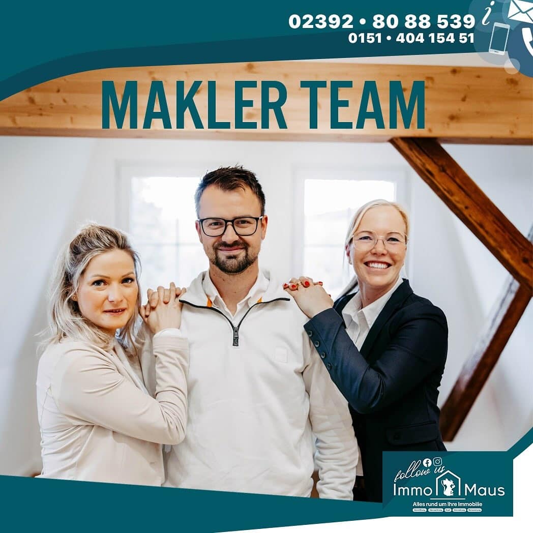 📣 Haben Sie bereits Erfahrungen mit unserem aktuellen Maklerteam von Immo Maus gemacht? 🏡✨

Unser Team ist klar strukturiert, damit Sie jederzeit die beste Betreuung erhalten:

🔸 Einkauf: Kevin & Corinna Maus
🔸 Fotoerstellung & Social Media: Kevin Maus 📸💻
🔸 Backoffice, Exposé-Erstellung & Unterlagenaufbereitung: Corinna Maus 🗂️✍️
🔸 Vertrieb & Besichtigungstermine: Elisabeth „Püppi“ Kruse 🚗🔑

Wir freuen uns sehr auf Ihr Feedback in den Kommentaren! 💬👇
Ihr Immo Maus Team 🧡🐭

#ImmoMaus #Immobilien #Maklerteam #Werdohl #MärkischerKreis #Immobilienverkauf #Immobilienscout #Eigentum #Hausverkauf #Wohnungskauf #Teamwork #Makler #Exposé #Besichtigung #SocialMediaMarketing #Immobilienliebe ✨