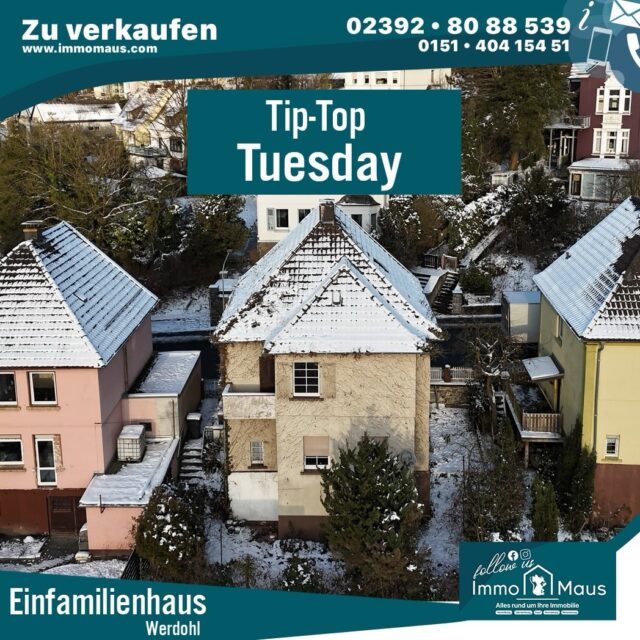 ✨ Tip Top Tuesday bei Immo Maus! 🐭🏡
Jeden Dienstag = Immobilien-Reminder! 📅
Wir präsentieren Ihnen heute ✨🏡✨ Handwerkertraum in Werdohl ✨🔨
Sie sind auf der Suche nach einem Projekt mit Potenzial? Dann ist dieses renovierungsbedürftige Einfamilienhaus genau das Richtige für Sie!
📍 58791 Werdohl
💰 Kaufpreis: 89.000 €
📐 ca. 116 m² Wohnfläche
🌳 ca. 178 m² Grundstück
🛏️ 4 Zimmer | 2 Schlafzimmer
Dieses charmante Haus aus dem Jahr 1924 bietet Ihnen die perfekte Grundlage, um Ihren ganz persönlichen Wohntraum zu verwirklichen. Ob für Familien oder kreative Renovierer – hier können Sie Ihre Ideen frei entfalten.
Highlights:
✔️ Balkon & Terrasse
✔️ Voll unterkellert
✔️ Ruhige, familienfreundliche Lage
✔️ Gasheizung (ca. 2021)
Nutzen Sie diese Gelegenheit und gestalten Sie Ihr neues Zuhause ganz nach Ihren Vorstellungen!
📲 Vereinbaren Sie jetzt Ihren Besichtigungstermin oder entdecken Sie die Immobilie direkt im virtuellen Rundgang.
#Immobilien #Werdohl #Hauskauf #Handwerkertraum #Sanierungsobjekt