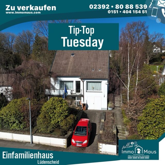 ✨ Tip Top Tuesday bei Immo Maus! 🐭🏡

Jeden Dienstag = Immobilien-Reminder! 📅
Heute präsentieren wir Ihnen das 
🏡 Einfamilienhaus in Toplage – Lüdenscheid-Oeneking 🌿✨

Dieses charmante, freistehende Einfamilienhaus überzeugt mit großzügigem Grundstück und viel Potenzial zur individuellen Gestaltung!

📍 Ruhige & gewachsene Wohnlage
💶 Kaufpreis: 469.000 €

🔑 Highlights auf einen Blick:
🌳 Ca. 1.289 m² Grundstück – ideal für Gartenliebhaber & Familien
🏠 Ca. 130 m² Wohnfläche auf 2 Etagen
🛏️ 6 Zimmer, davon 3 Schlafzimmer
🔥 Kamin für gemütliche Abende
🌞 Wintergarten & Terrasse
🏡 Voll unterkellert – viel Stauraum
🛠️ Renovierungsbedürftig – gestalten Sie Ihr Traumhaus selbst!

💡 Ob Familienparadies, Rückzugsort im Grünen oder spannendes Entwicklungsprojekt – hier sind Ihrer Kreativität keine Grenzen gesetzt!

🌲 Genießen Sie die perfekte Kombination aus naturnahem Wohnen und guter Infrastruktur im Herzen des Sauerlands.

📞 Jetzt Besichtigungstermin sichern und Potenzial entdecken!

#immobilien #hauskauf #lüdenscheid #oeneking #einfamilienhaus immobilienangebot traumhaus sauerland hausliebe gartenparadies investment renovierung immobilienmakler zuhause familienleben 🏡💚
