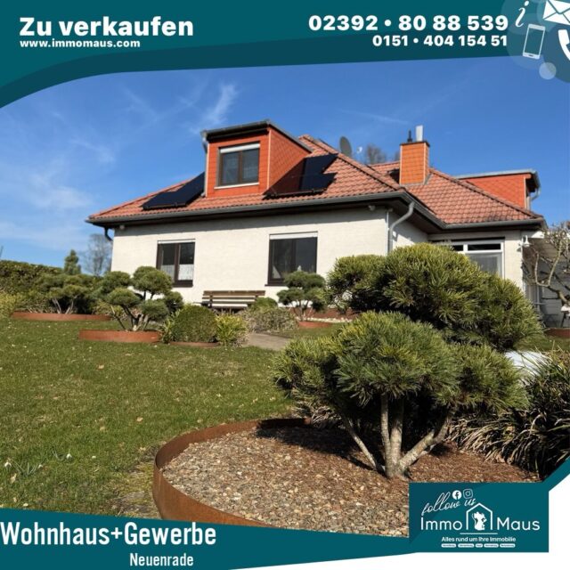 ✨ ZU VERKAUFEN – Wohnen & Arbeiten perfekt kombiniert! 🏡🏭
Sie suchen eine Immobilie, die Wohnen und Gewerbe ideal vereint?
Dann entdecken Sie dieses besondere Angebot in Neuenrade-Küntrop!
🔹 Einfamilienhaus (ca. 150 m²)
✔️ 5 Zimmer, 4 Schlafzimmer, 3 Badezimmer
✔️ Kamin 🔥, Terrasse ☀️ & Sauna 🧖♂️
✔️ Modernisiert & energieeffizient (Wärmepumpe + PV)
🔹 Gewerbehalle (ca. 600 m²)
✔️ Produktions- & Lagerflächen + Bürobereiche
✔️ Moderne Ausstattung & PV-Anlage ⚡
✔️ Perfekt für Ihr Unternehmen 🚛
🌳 Grundstück: ca. 2.449 m²
💰 Kaufpreis: 949.000 €
👉 Ideal für Unternehmer, Selbstständige oder Investoren, die Arbeiten und Wohnen an einem Standort verbinden möchten.
📩 Bei Interesse freuen wir uns auf Ihre Anfrage! Ihr Immo Maus Team !
#immobilien #hauskaufen #gewerbeimmobilie #investieren #immobilienangebot