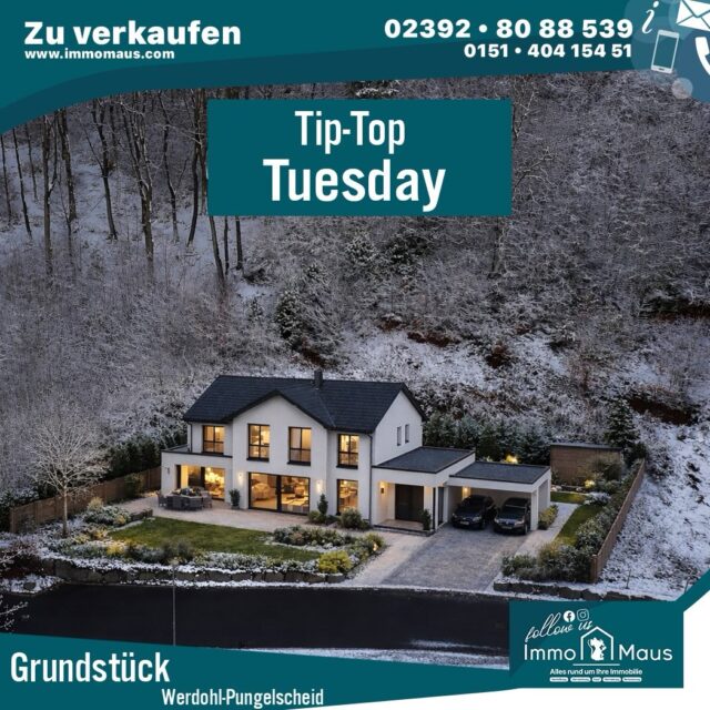 🔥 Tip Top Tuesday 🔥

Wieder einmal eine neue Immobilie für Sie – und heute wird’s besonders spannend: ein Baugrundstück für Ihr Traumhaus! 🏡✨

📍 In ruhiger Lage von Werdohl-Pungelscheid wartet dieses großzügige Grundstück mit ca. 932 m² auf euch. Perfekt für alle, die sich den Traum vom eigenen Zuhause erfüllen wollen.

💡 Ihre Möglichkeiten:
✔️ Einfamilienhaus oder Doppelhaus
✔️ Bis zu 2 Vollgeschosse
✔️ Ca. 160–200 m² Wohnfläche realisierbar
✔️ Großer Gartenbereich für Entspannung & Familie 🌿

🌳 Besonders nice: Der hintere Grundstücksteil bleibt unbebaut – mehr Ruhe, mehr Privatsphäre, mehr Lebensqualität.

💰 Kaufpreis: 93.000 €

👉 Interesse? Dann melden Sie sich bei Immo Maus und sichern Sie sich dieses Stück Zukunft!

#TipTopTuesday #Grundstück #Werdohl #Immobilien #Baugrundstück
