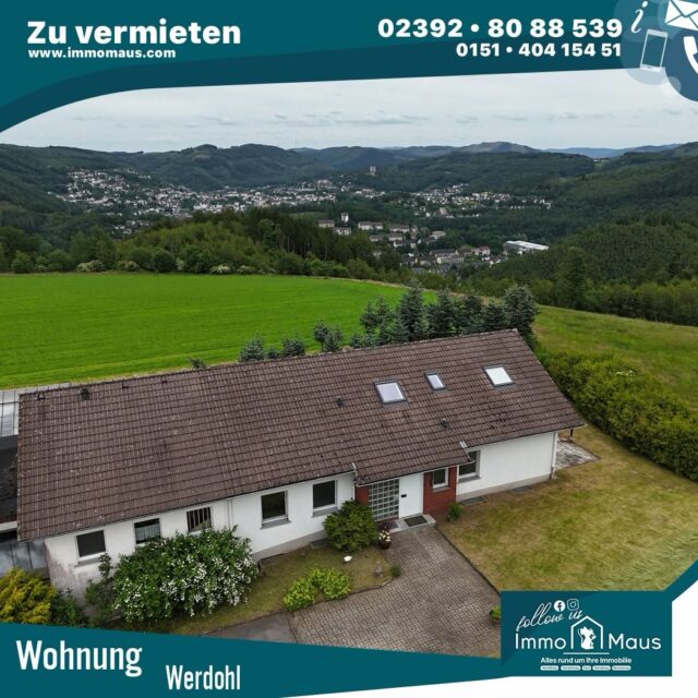 🏡 120 m² Wohnung zu vermieten – Wohnen ohne direkte Nachbarn! 🌳✨

Sie suchen Ruhe, Natur und eine traumhafte Aussicht? Dann könnte diese großzügige Mietwohnung genau das Richtige für Sie sein! 😍

📍 Werdohl-Harlingsen zwischen Werdohl und Lüdenscheid

🏠 Ca. 120 m² Wohnfläche
🛋️ 5 Zimmer
🛏️ 3 Schlafzimmer
🌅 Toller Ausblick über Werdohl
☀️ Balkon mit Fernblick
🚗 Inklusive Stellplatz
🌳 Gartenmitbenutzung

💶 Kaltmiete: 695 €
💰 Nebenkosten: 300 €

🔨 Die Wohnung bietet Ihnen die Möglichkeit, Renovierungsarbeiten nach Absprache mit dem Eigentümer individuell zu gestalten.

❤️ Genießen Sie die Ruhe des Landlebens und wohnen Sie dort, wo die Natur direkt vor Ihrer Haustür beginnt.

📞 Interesse geweckt? Dann melden Sie sich gerne bei uns!

🐭 Ihr Immo Maus Team
🏠 Alles rund um Ihre Immobilie

#Mietwohnung #Werdohl #Harlingsen #Luedenscheid #WohnungZuVermieten