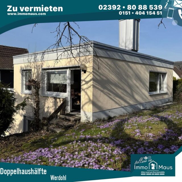🏡 110 m² Mietwohnung im Stil einer Doppelhaushälfte mit Terrasse & Garten zu vermieten 🌳☀️
✨ Neue Chance in Werdohl-Königsburg! ✨
Diese attraktive Immobilie wurde bereits durch uns erfolgreich verkauft ✅
Der neue Eigentümer möchte die Immobilie nun als Kapitalanlage vermieten und sucht zuverlässige Mieter! 😊
🔑 Ihre Highlights auf einen Blick:
📍 Werdohl-Königsburg
📐 ca. 110 m² Wohnfläche auf zwei Ebenen
🛏️ 3 Schlafzimmer
🛋️ 4 Zimmer
☀️ Terrasse
🌳 Garten
🚻 Gäste-WC
📦 Kellerraum
🍽️ Einbauküche inklusive
🪑 Möbel inklusive
💰 Kaltmiete: 950 € / Monat
💰 Nebenkosten: 250 € / Monat
🏠 Die Wohnung überzeugt durch ihren besonderen Charakter im Stil einer Doppelhaushälfte und bietet viel Platz für kleine Familien, Paare oder alle, die großzügiges Wohnen mit Garten genießen möchten.
📩 Interesse geweckt? Dann melden Sie sich gerne bei uns für weitere Informationen oder einen Besichtigungstermin!
🐭🔑 Ihr Immo Maus Team
#Werdohl #Königsburg #WohnungZuVermieten #mietwohnung