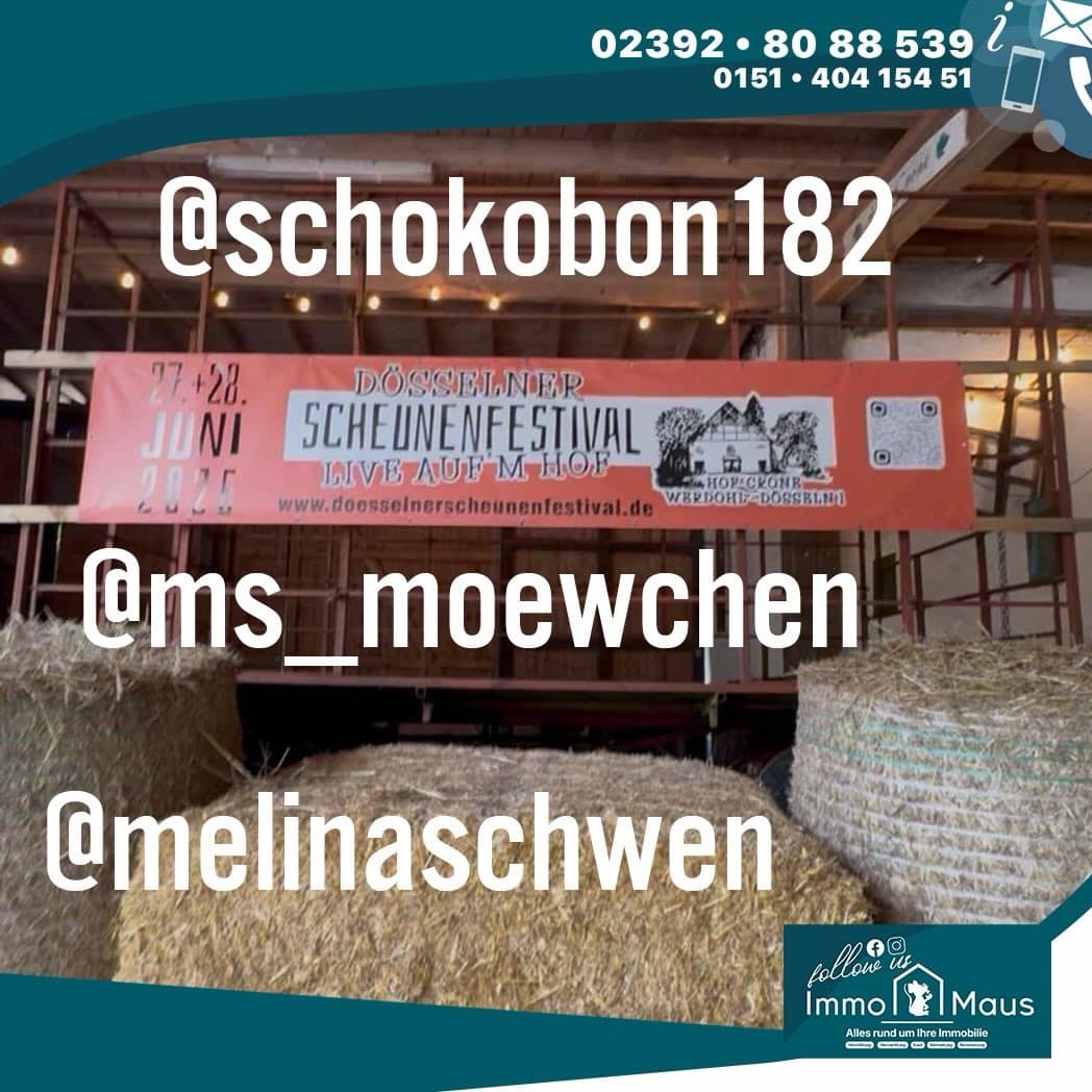 🎉 GEWINNERBEKANNTGABE 🎉
Das Gewinnspiel für das Scheunenfestival Werdohl auf Hof Crone ist beendet! 🍀🎶
Wir gratulieren den Gewinnern:
🎟️ @schokobon182
🎟️ @ms_moewchen
🎟️ @melinaschwen
📩 Wir werden nun Kontakt mit Ihnen aufnehmen. Anschließend können die Tickets abgeholt werden.
Vielen Dank an alle Teilnehmerinnen und Teilnehmer für das große Interesse und die zahlreichen Kommentare.
Ihr IMMO MAUS Team 🏡🎉