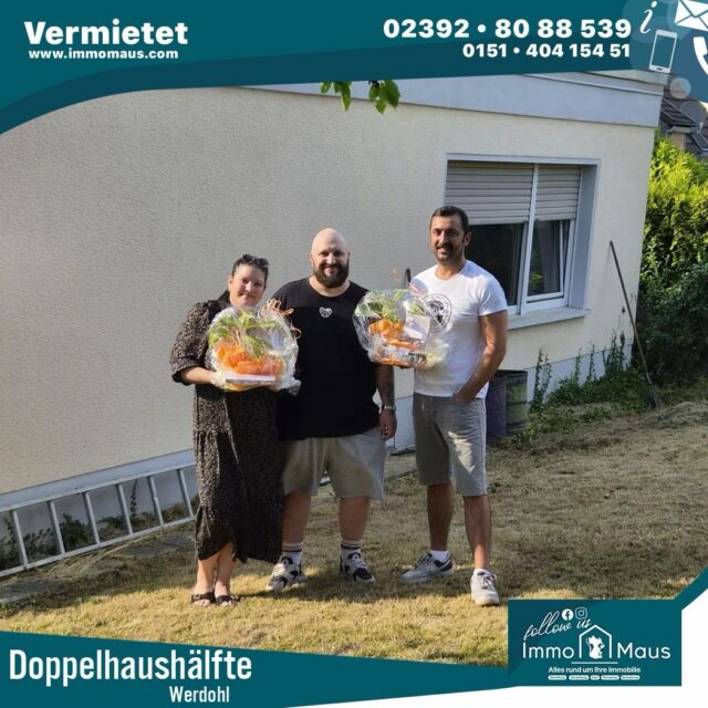 🏡 Vermietet !

Diese Doppelhaushälfte in Werdohl wurde innerhalb von nur 9 Tagen erfolgreich vermietet – und das ganz ohne Veröffentlichung auf den großen Immobilienportalen.

Dank unseres starken Netzwerks und der direkten Vermittlung konnten wir schnell den passenden Mieter finden. Alice Schmidt hat wie immer alles gegeben 👌

So muss Immobilienvermittlung funktionieren: persönlich, effizient und erfolgreich!

Vielen Dank für das Vertrauen.

Ihr Immo Maus Team 🐭🏠