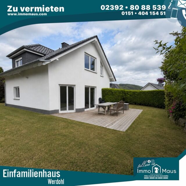 🏡 NEU ZUR MIETE IN WERDOHL-PUNGELSCHEID! ✨
Gepflegtes Einfamilienhaus in attraktiver Wohnlage 🏠❤️
📍 Im Sundern 2E, 58791 Werdohl
💰 1.450 € Kaltmiete
🔥 Nebenkosten: ca. 200 € zzgl. Gas, Strom & Wasser
📐 ca. 147 m² Wohnfläche
🌳 579 m² Grundstück
🛏️ 4 Zimmer | 3 Schlafzimmer
🛁 2 Bäder + weitere WCs
🏗️ Baujahr 2001
📅 Frei ab Oktober 2026
✨ Highlights:
☀️ Große Terrasse
🍽️ Einbauküche inklusive
🚗 Doppelgarage + 2 Stellplätze
🏡 Ruhige, familienfreundliche Lage
💻 Homeoffice-Möglichkeit im Keller
🧺 Hauswirtschaftsraum & Waschküche
🌲 Naturnahe Umgebung
Das Haus bietet auf drei Etagen viel Platz für die ganze Familie und überzeugt durch seine großzügige Raumaufteilung und den gepflegten Zustand.
📞 Immo-Maus Team
02392 / 8088539
🌐 immomaus.com
Hinweis: Einige Bilder wurden mit KI nachbearbeitet.
#Werdohl #Pungelscheid #Mietshaus #Einfamilienhaus #HausZurMiete MietenInWerdohl Familienhaus Sauerland MärkischerKreis Immobilien Immobilienangebot ImmoMaus