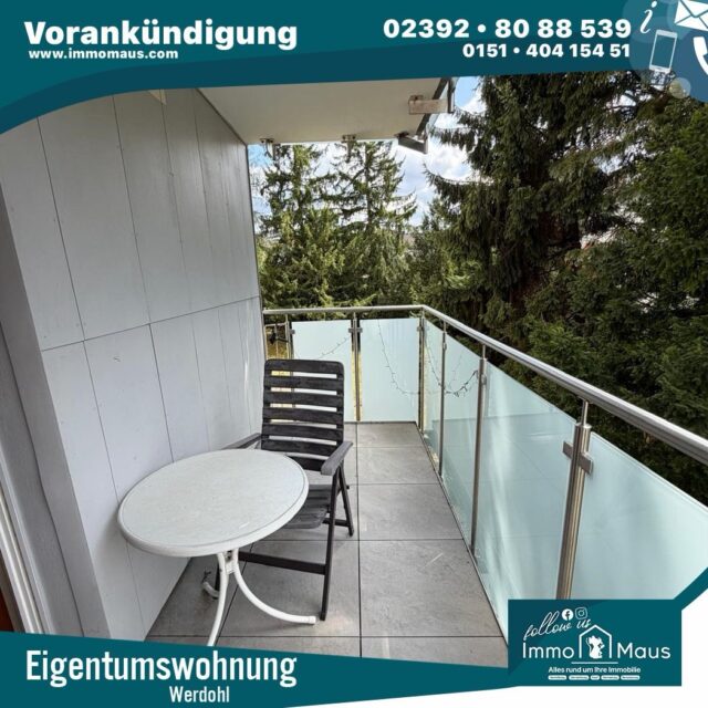 🏡 VORANKÜNDIGUNG – NEU IN WERDOHL! 🔑✨
Ihr neues Zuhause mit Herz! ❤️
Freuen Sie sich auf eine helle und gepflegte 3-Zimmer-Wohnung mit:
📐 ca. 68 m² Wohnfläche
🛏️ 2 Schlafzimmer
🌿 Balkon
🛗 Aufzug
🚗 Eigene Garage
🏠 Kellerraum
💰 Kaufpreis: 85.000 €
Eine schöne Wohnung mit praktischer Raumaufteilung und angenehmer Wohnatmosphäre – bald bei uns im Angebot!
📍 58791 Werdohl
👉 Weitere Informationen folgen in Kürze!
🐭 Ihr Immo-Maus-Team
#Vorankündigung #Werdohl #Eigentumswohnung #WohnungKaufen