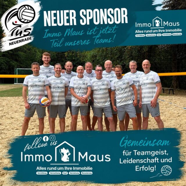 🏐 Gemeinsam am Netz – gemeinsam stark! 💪
Wir freuen uns riesig, ab sofort als Sponsor des TuS Neuenrade Volleyball dabei zu sein! 🤝
Wir möchten euch auf eurem Weg begleiten und dem Team zur Seite stehen – mit viel Teamgeist, Leidenschaft und Unterstützung. 🏐🔥
Als Teil unseres Sponsorings haben wir dem Team Trikots und Hosen kostenlos zur Verfügung gestellt. 👕🩳 Damit seid ihr nicht nur sportlich, sondern auch optisch bestens für die nächsten Spiele ausgestattet! 😎🏐
Übrigens: Kevin Maus ist selbst aktives Mitglied im Team. Nach einem stressigen Arbeitsalltag heißt es für ihn montags: Ab in den Sand und gemeinsam Vollgas geben! 💪🏐
Wir freuen uns auf viele spannende Spiele, gemeinsame Erfolge und eine tolle Zeit mit dem Team! 🙌
Auf eine starke Partnerschaft! 💙
#ImmoMaus #TuSNeuenrade #Volleyball #Sponsoring #gemeinsamstark