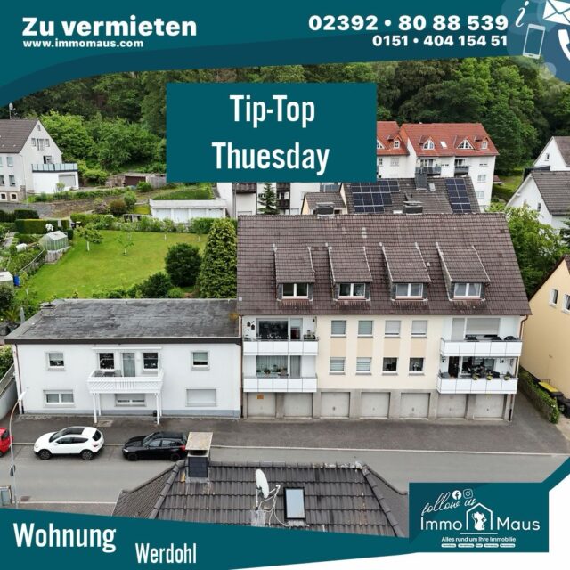 Tip Top Thuesday 🏡 80 m² Dachgeschosswohnung zu vermieten – Wohnen in Werdohl-Königsburg! 🌳✨
Sie suchen eine gemütliche Wohnung in ruhiger Lage? Dann könnte diese schöne Dachgeschosswohnung genau das Richtige für Sie sein! 😍
📍 Werdohl-Königsburg
🏠 Ca. 80 m² Wohnfläche
🛋️ 3 Zimmer
🛏️ 2 Schlafzimmer
🚗 Garage vorhanden
☀️ Gemeinschaftsterrasse zur Mitbenutzung
💶 Kaltmiete: 490 €
🚗 Garage: 60 €
💰 Nebenkosten: 150 €
❤️ Genießen Sie die ruhige Wohnlage und schaffen Sie sich Ihr neues Zuhause ganz nach Ihren Vorstellungen.
📞 Interesse geweckt? Dann melden Sie sich gerne bei uns!
🐭 Ihr Immo Maus Team
🏠 Alles rund um Ihre Immobilie
#Mietwohnung #Werdohl #Koenigsburg #WohnungZuVermieten