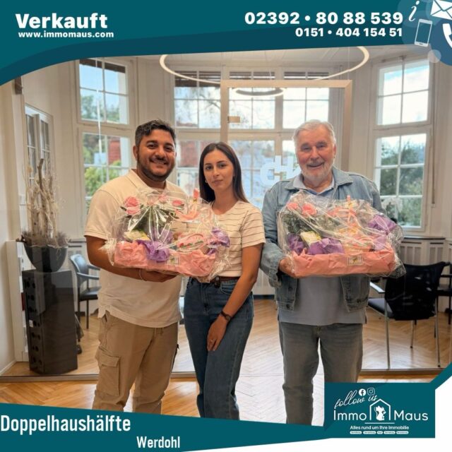 🏡 VERKAUFT in Werdohl – Falkenlei! 🔑✨

WOW – wir haben einen Lauf! 🚀
Bereits die 3. Immobilie in diesem Jahr in dieser Straße, die wir erfolgreich vermitteln konnten.

Dieses Mal: eine schöne Doppelhaushälfte an der Falkenlei in Werdohl.

✅ Verkaufsdauer: nur 3 Monate
✅ Verkauft zum angestrebten Zielverkaufspreis
✅ Verkäufer zufrieden – Käufer glücklich!

So muss Immobilienverkauf sein! 💪🏡

Und wieder zeigt sich: Ein starkes Netzwerk, gute Arbeit und zufriedene Kunden zahlen sich aus. Genau dadurch entstehen Empfehlungen, neue Kontakte und neue Verkaufsaufträge.

Wir freuen uns riesig über das Vertrauen, das uns entgegengebracht wird. ❤️

Ihr IMMO-MAUS Team 🐭🏡
Mit Herz, Netzwerk und Erfolg für Ihre Immobilie.

#Verkauft #Werdohl #Falkenlei #Doppelhaushälfte #Immobilienverkauf Immobilienmakler